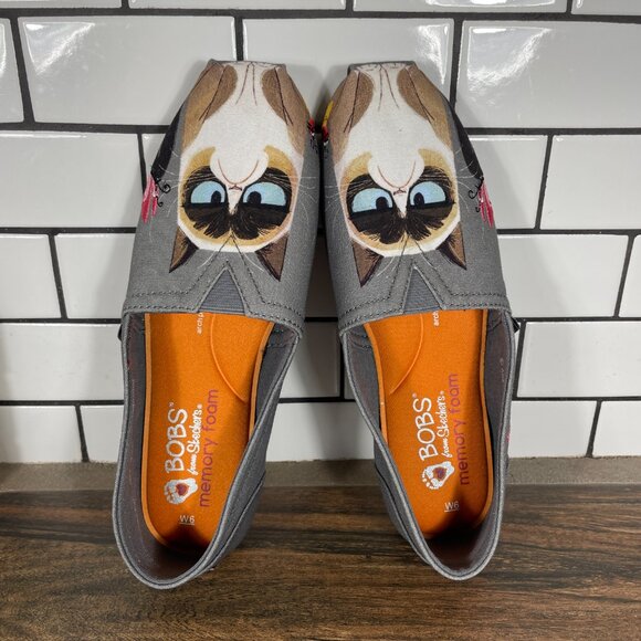 Skechers x Grumpy Cat BOBS Plush Lil Bug Womens Size 6 Shoes Gray Comfort Flats - Picture 7 of 13